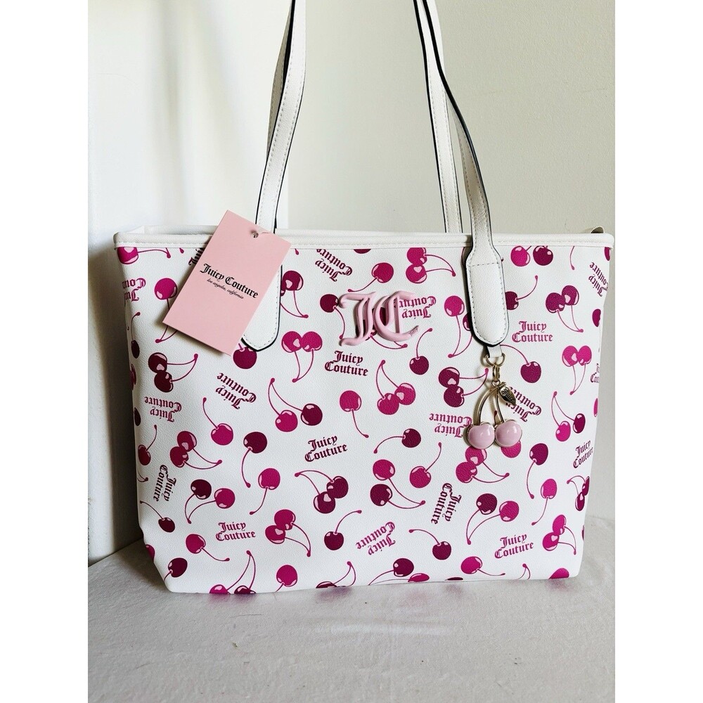 NWT Juicy Couture Cherry On Top Tote Bag - White Multi